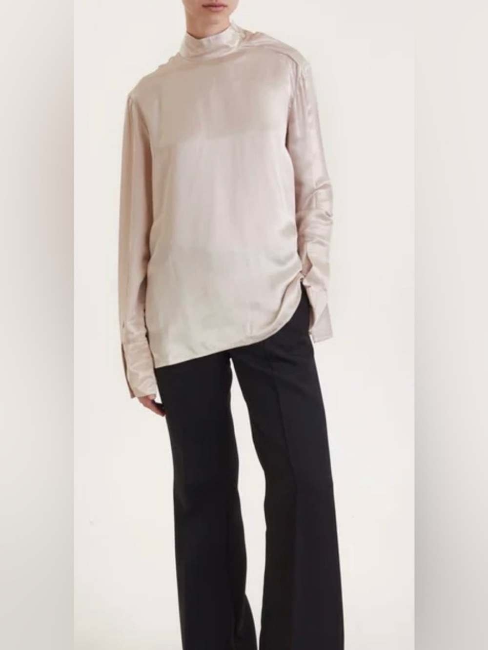 Acne Cream Satin High-Neck Blouse - Picture 8 of 8
